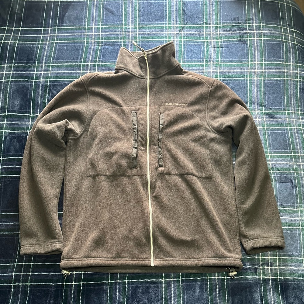 Vintage Timberland Men's Black Full-Zip Fleece Jacket Size S